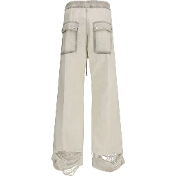 White Cotton Casual Pants