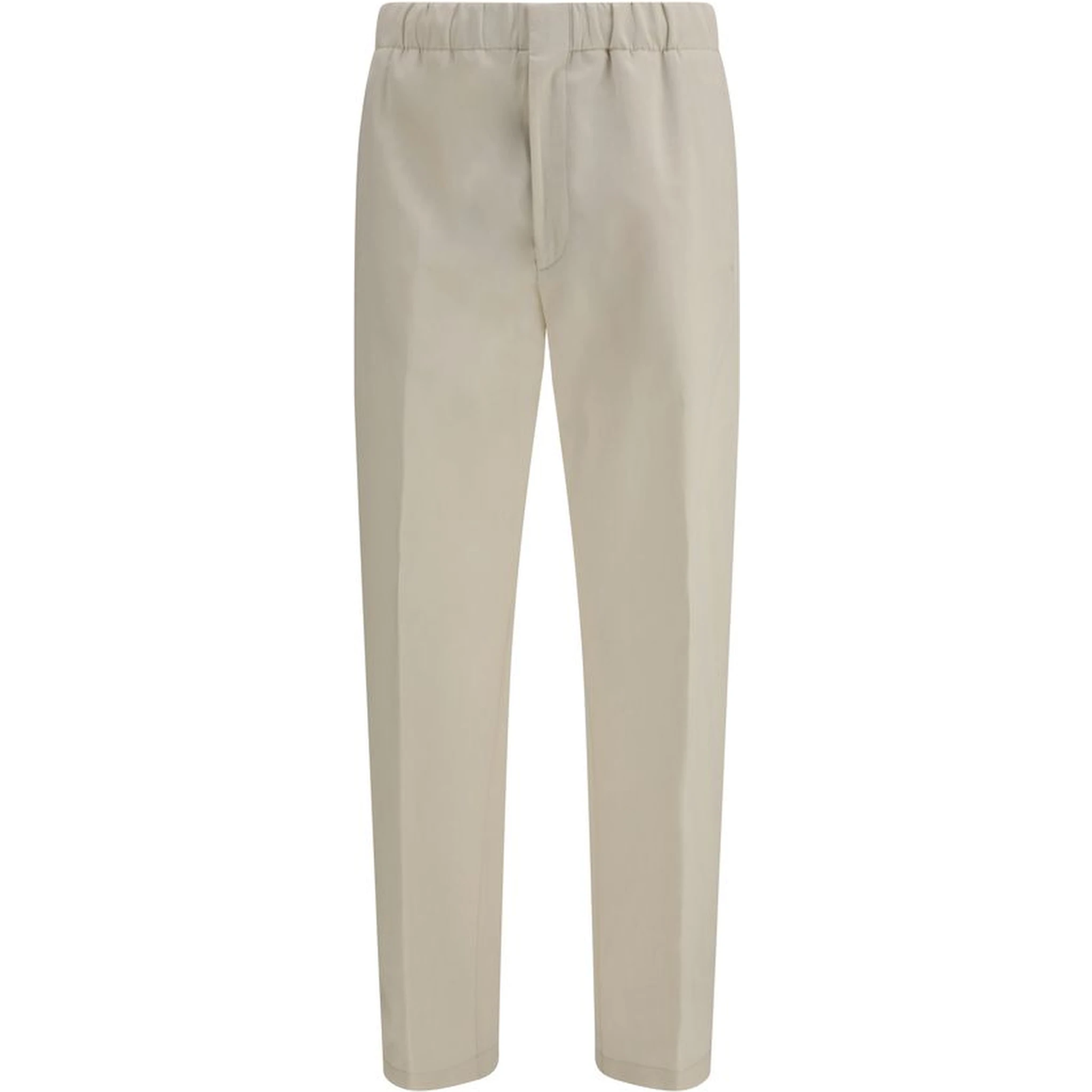 Beige Cotton Casual Pants