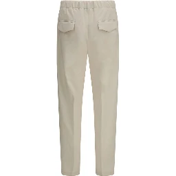 Beige Cotton Casual Pants