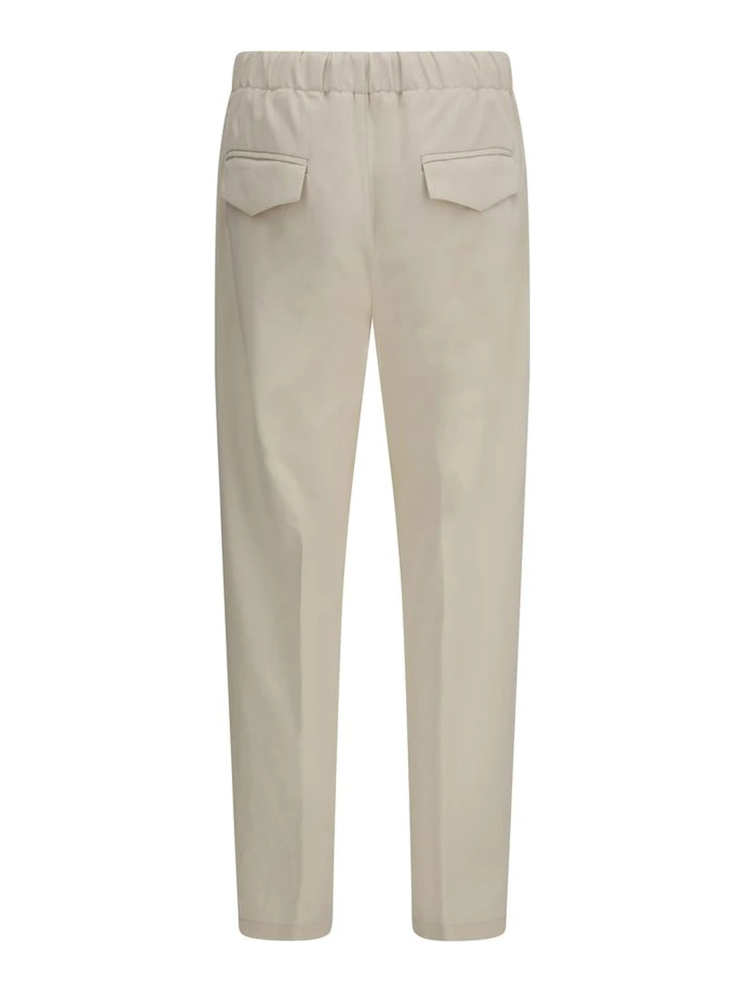 Beige Cotton Casual Pants