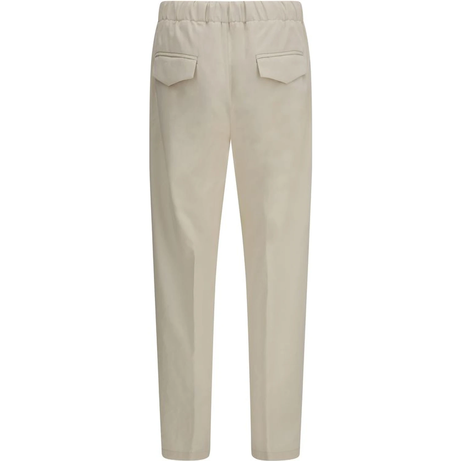 Beige Cotton Casual Pants