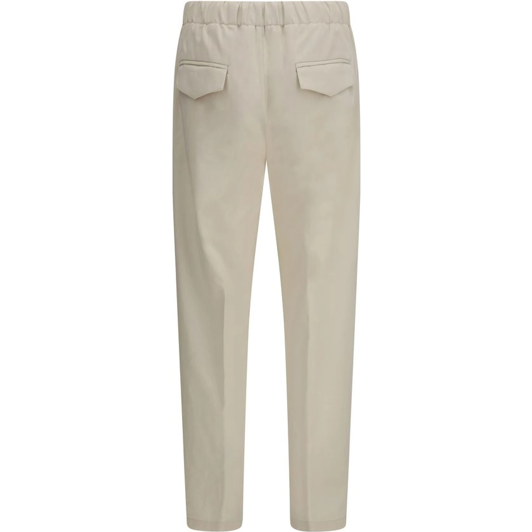 Beige Cotton Casual Pants