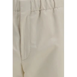 Beige Cotton Casual Pants