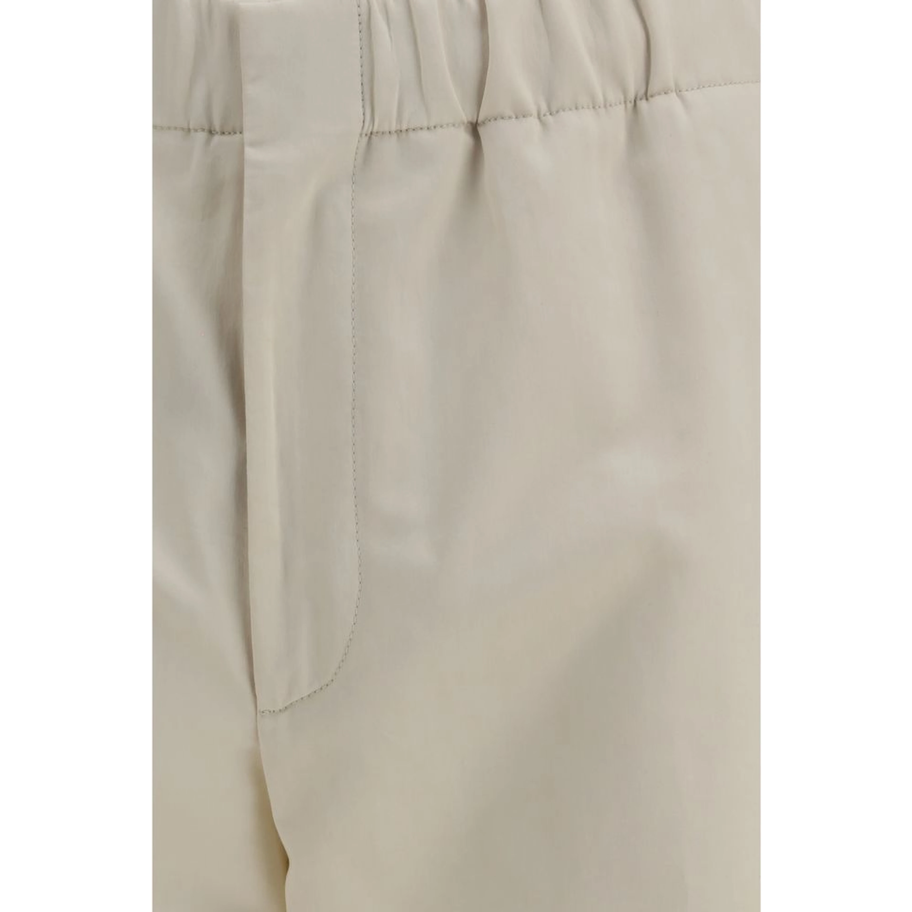 Beige Cotton Casual Pants