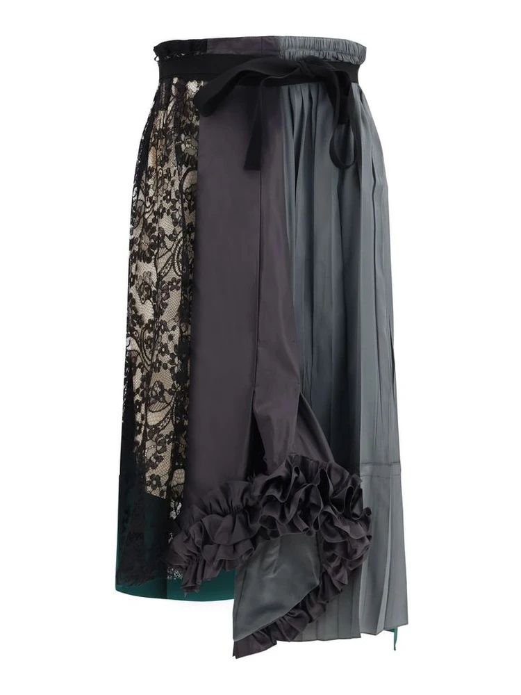 Multicolor Silk Midi Skirt