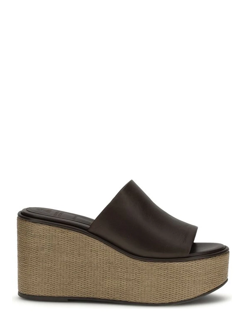 Brown Calf Leather Bos Taurus Platform Sandals