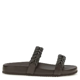 Brown Calf Leather Bos Taurus Flat Sandals
