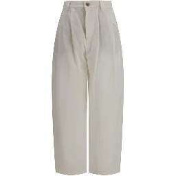Beige Silk Casual Pants