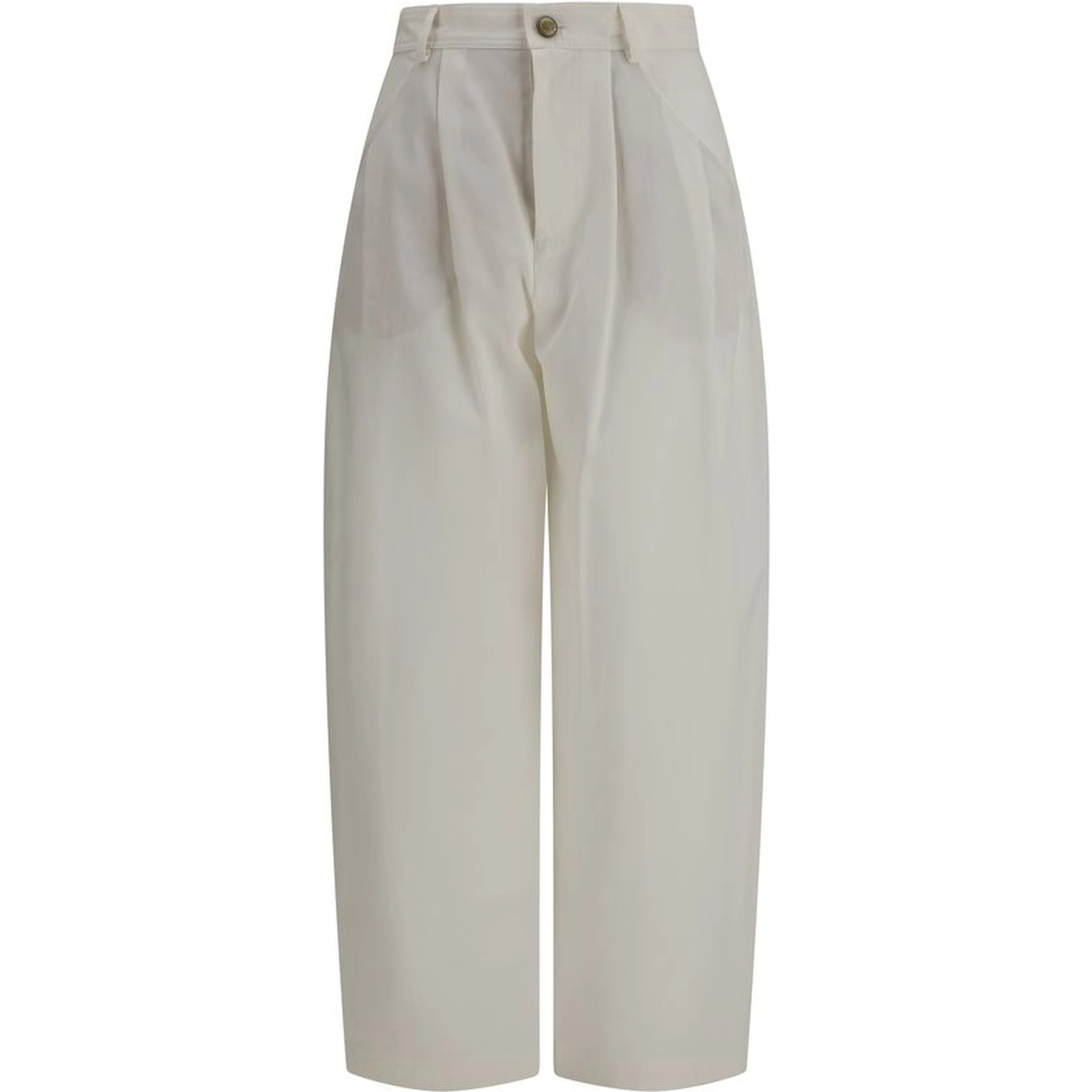 Beige Silk Casual Pants