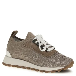 Beige Cotton Chunky Sneakers