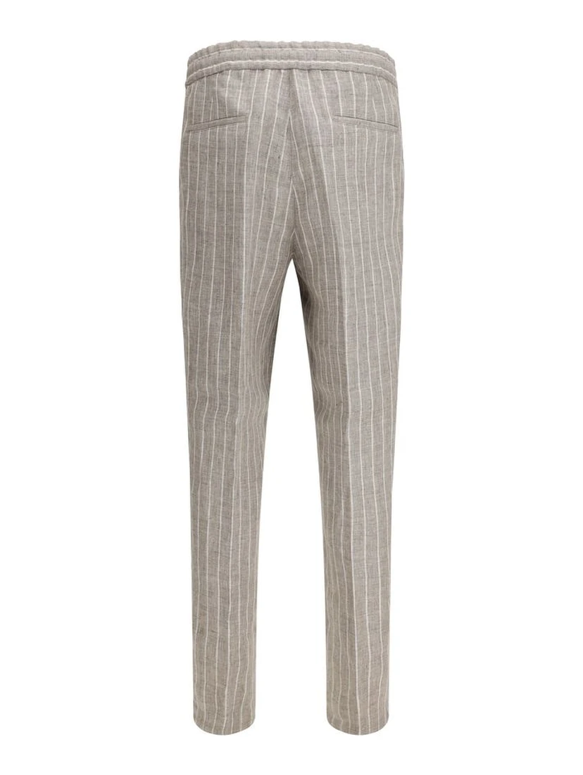 Beige Linen Casual Pants