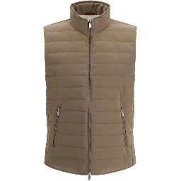 Beige Polyester Sleveless Jacket