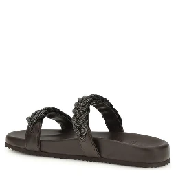 Brown Calf Leather Bos Taurus Flat Sandals