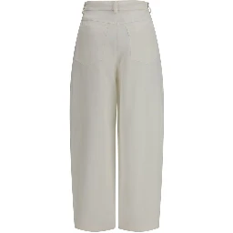 Beige Silk Casual Pants