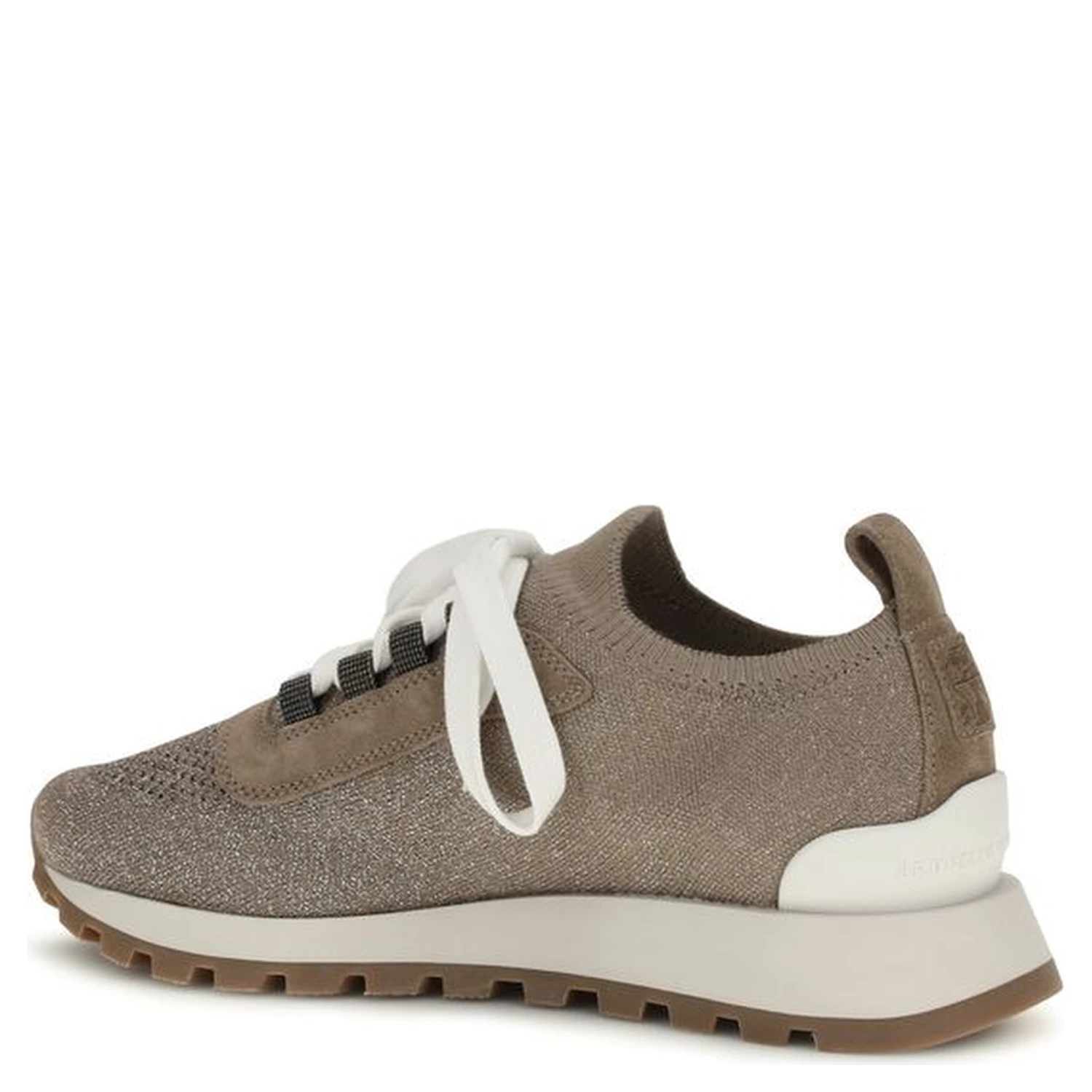 Beige Cotton Chunky Sneakers