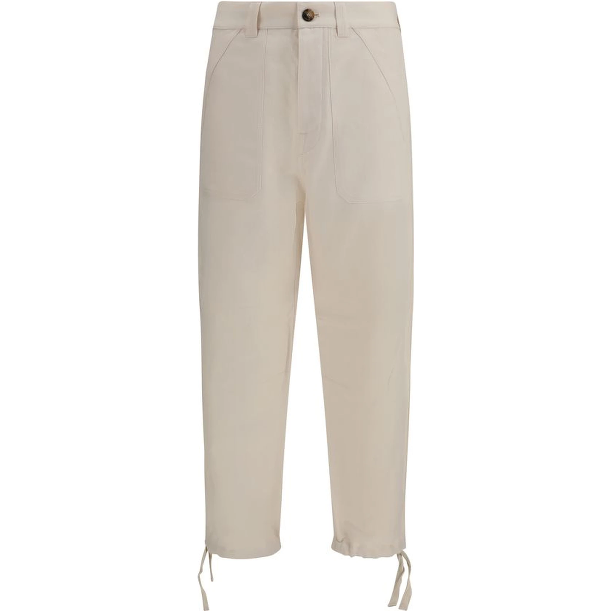 Beige Linen Casual Pants
