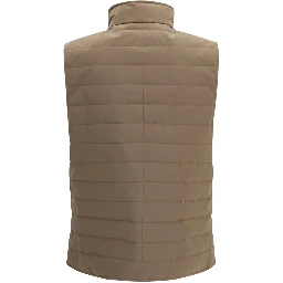 Beige Polyester Sleveless Jacket