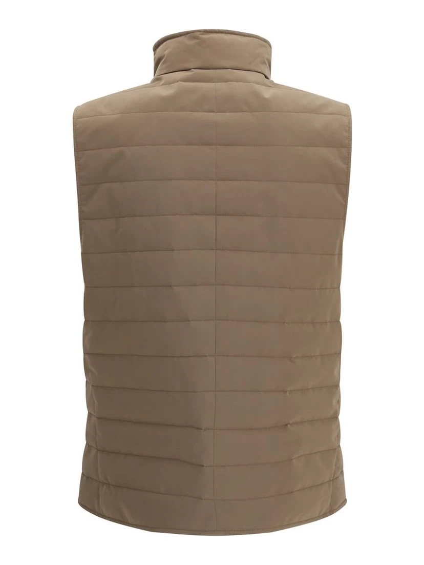 Beige Polyester Sleveless Jacket