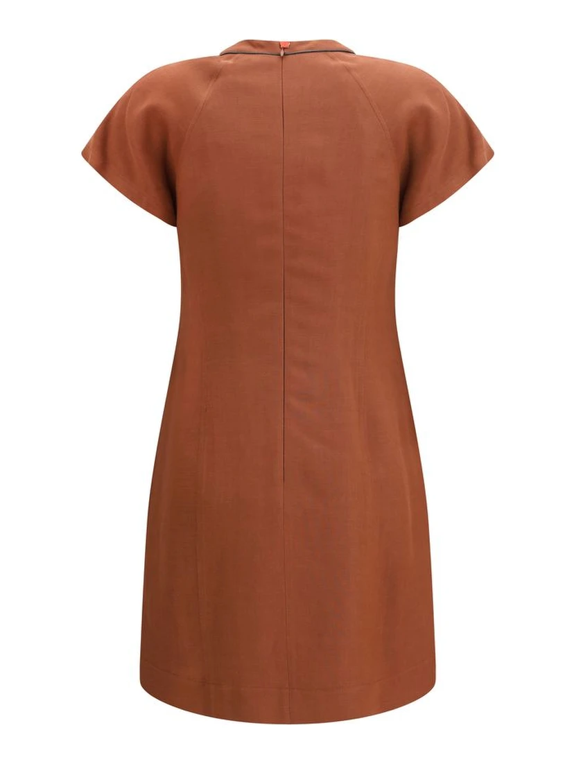 Brown Viscose Casual Dress