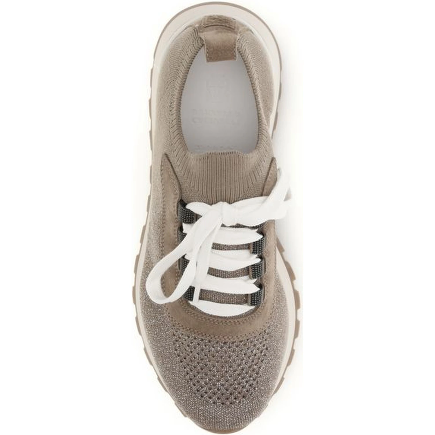 Beige Cotton Chunky Sneakers