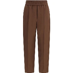 Brown Viscose Casual Pants