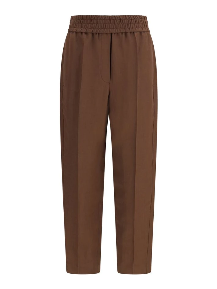 Brown Viscose Casual Pants