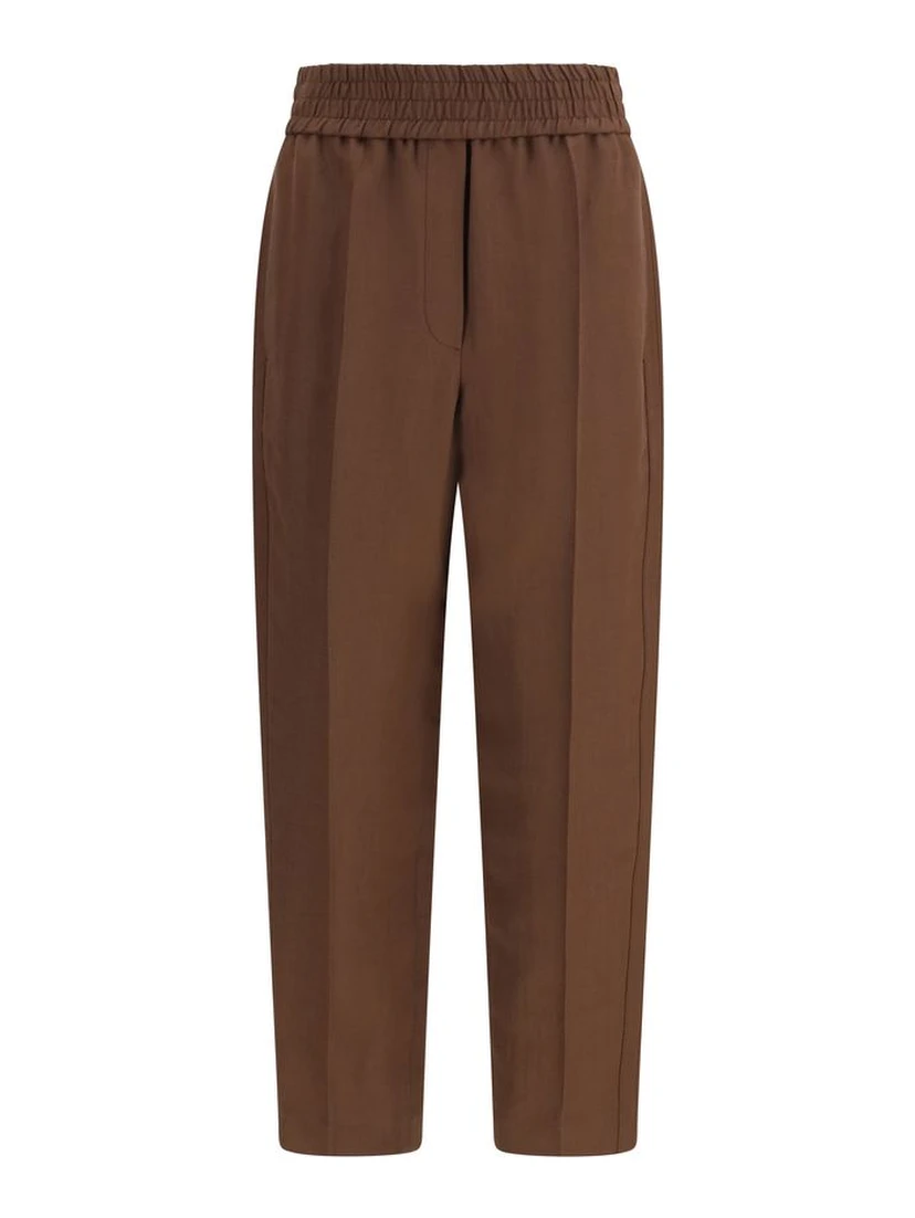 Brown Viscose Casual Pants