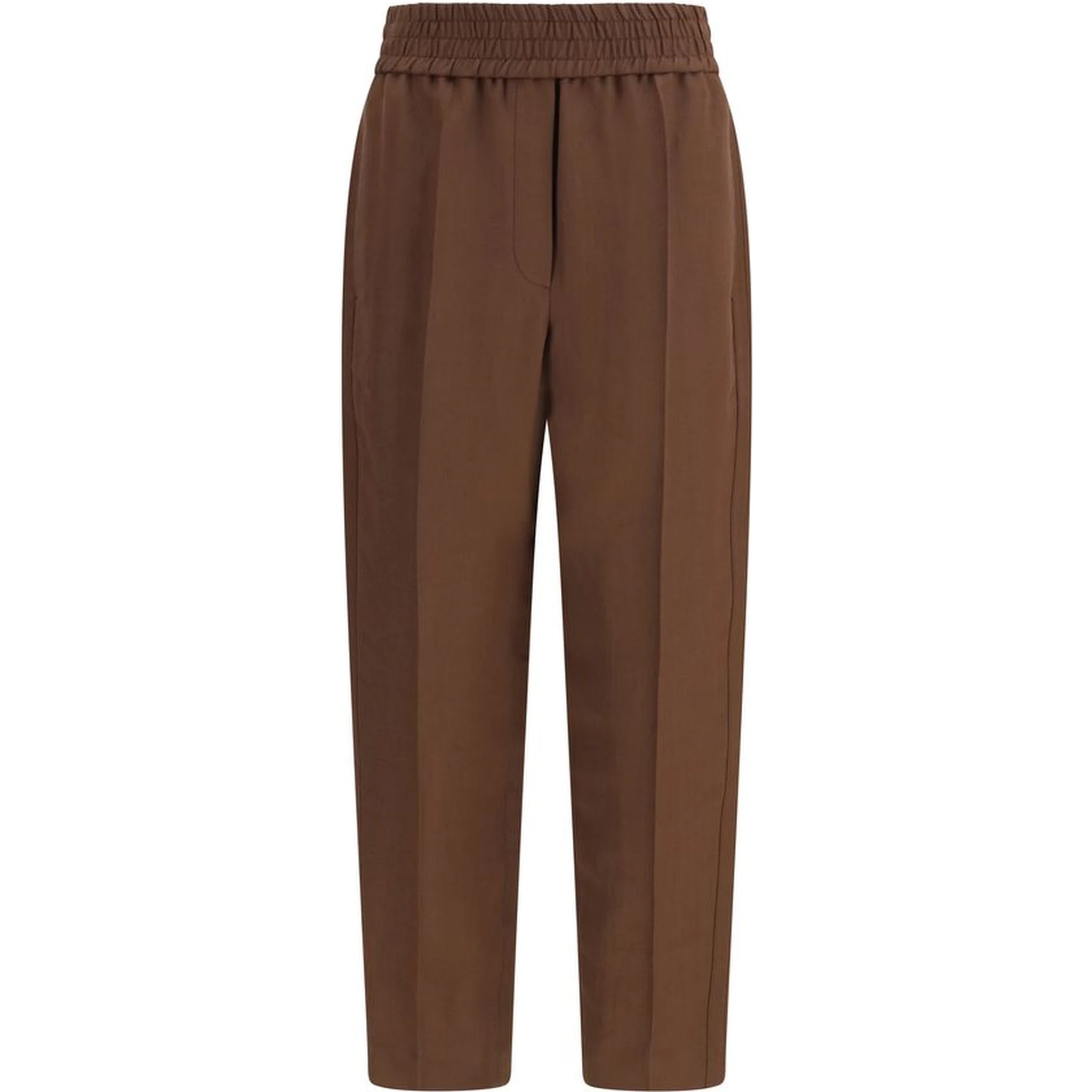 Brown Viscose Casual Pants
