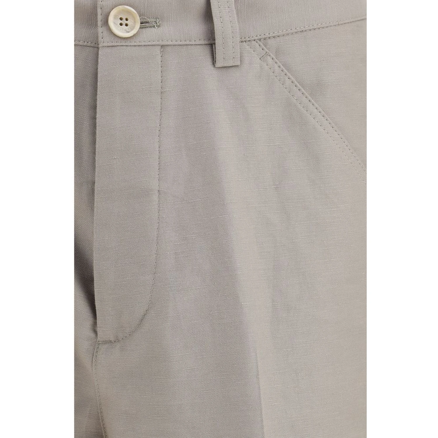 Beige Cotton Casual Pants
