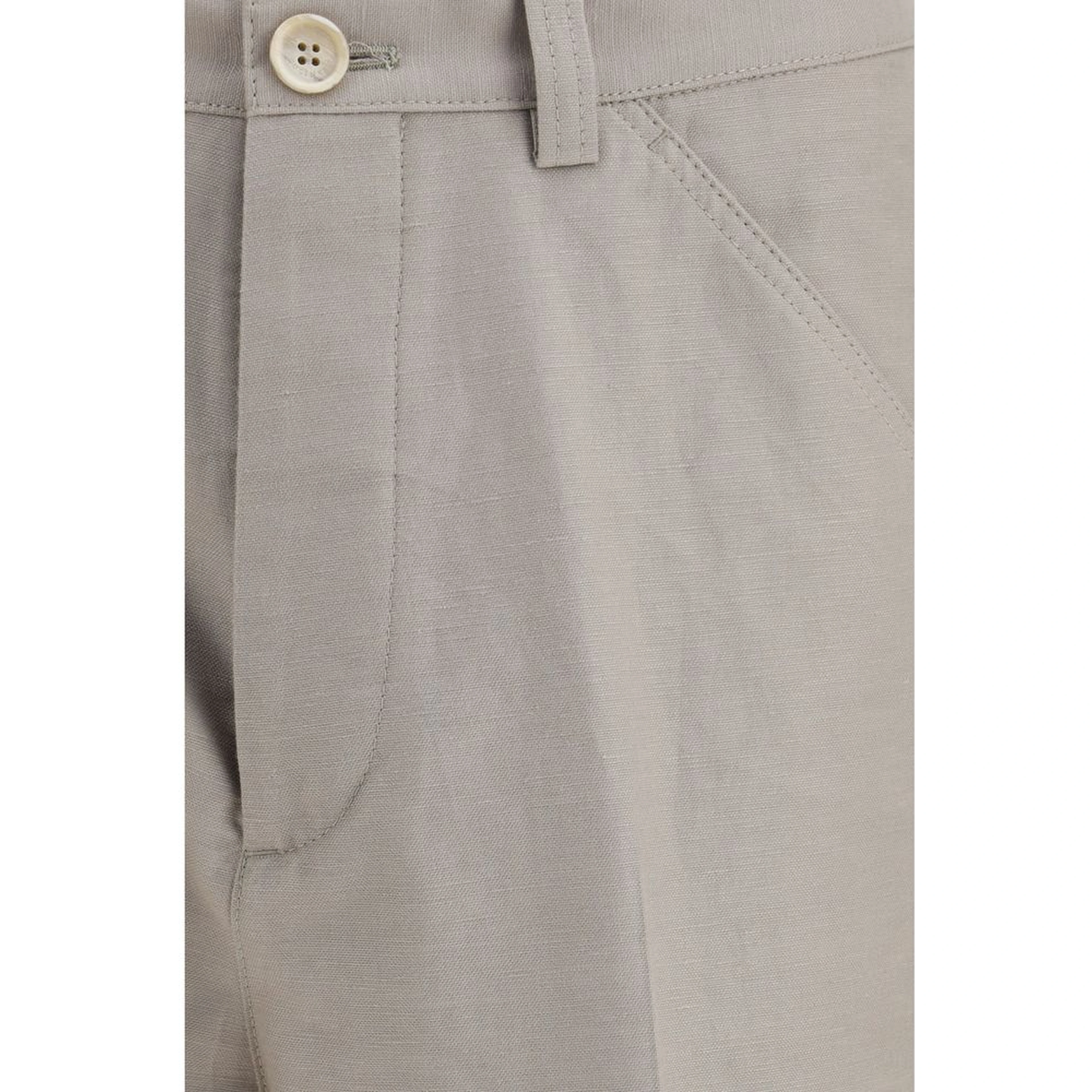 Beige Cotton Casual Pants