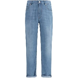 بنطلون جينز أزرق قطني بقصة مريحة