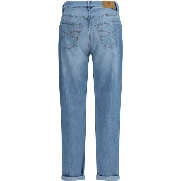 بنطلون جينز أزرق قطني بقصة مريحة