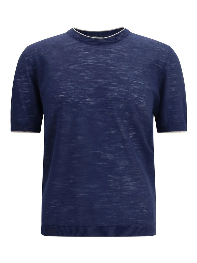 Blue Linen Shortsleeve Shirt