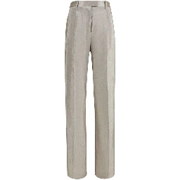 Silver Polyester Flared Pants
