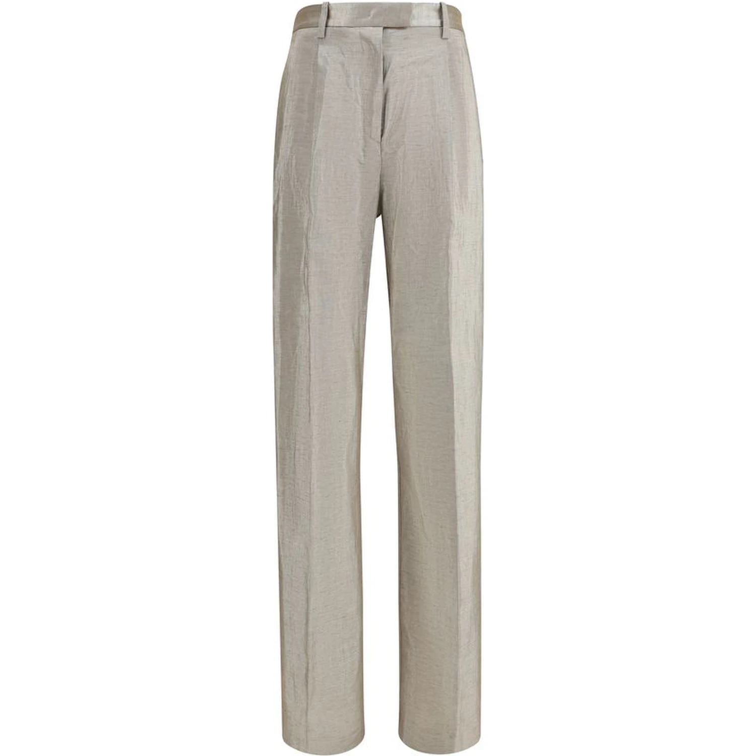 Silver Polyester Flared Pants