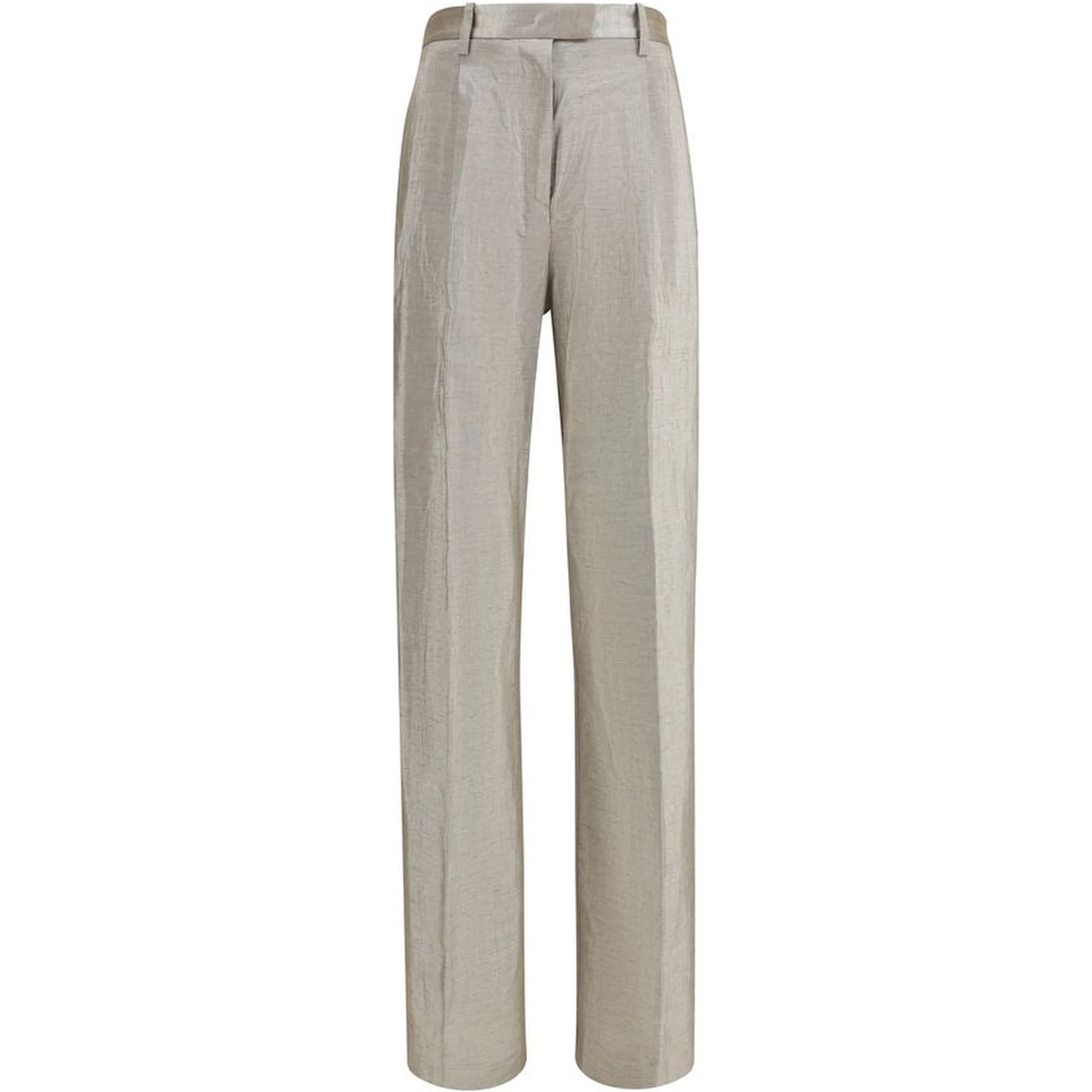 Silver Polyester Flared Pants