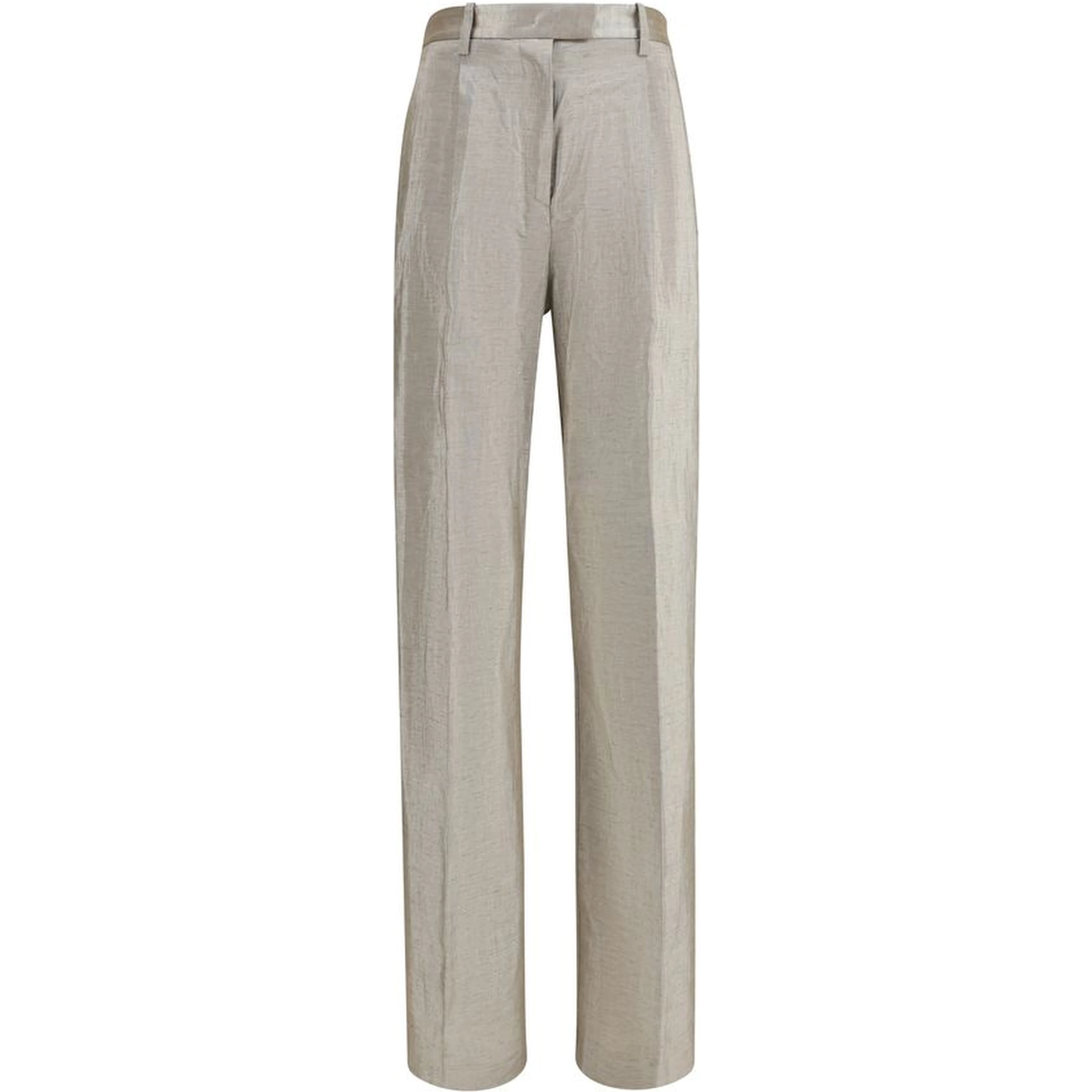 Silver Polyester Flared Pants