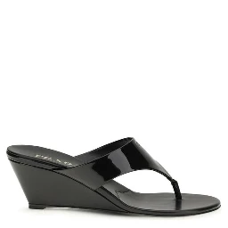 Black Calf Leather Bos Taurus Wedge Sandals