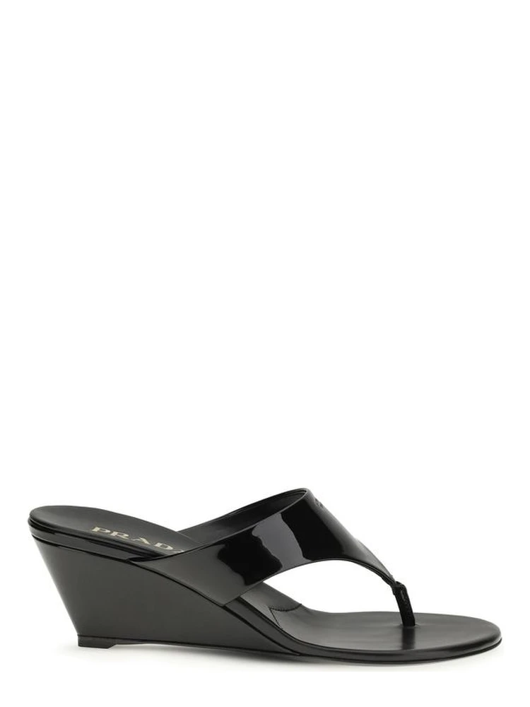 Black Calf Leather Bos Taurus Wedge Sandals