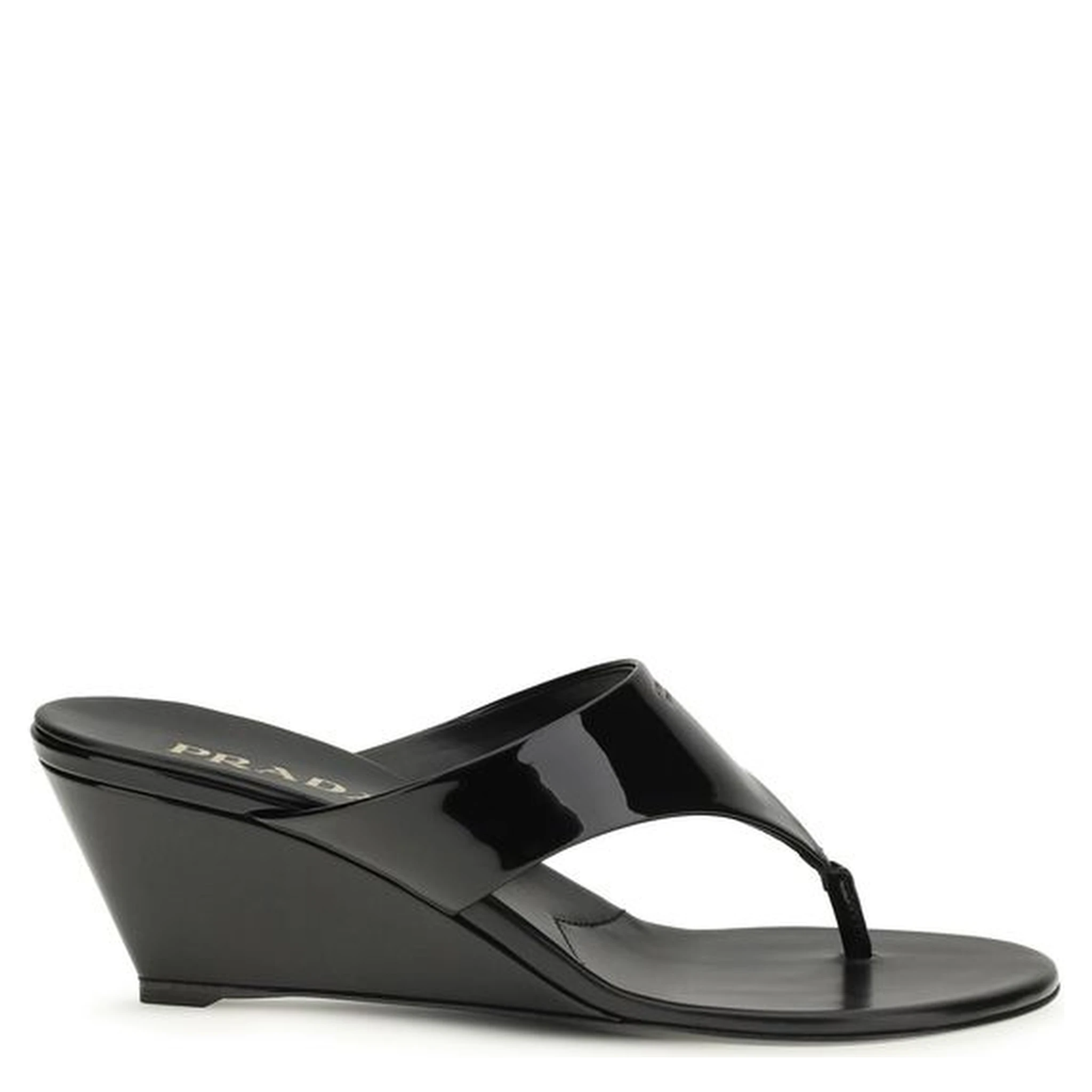 Black Calf Leather Bos Taurus Wedge Sandals