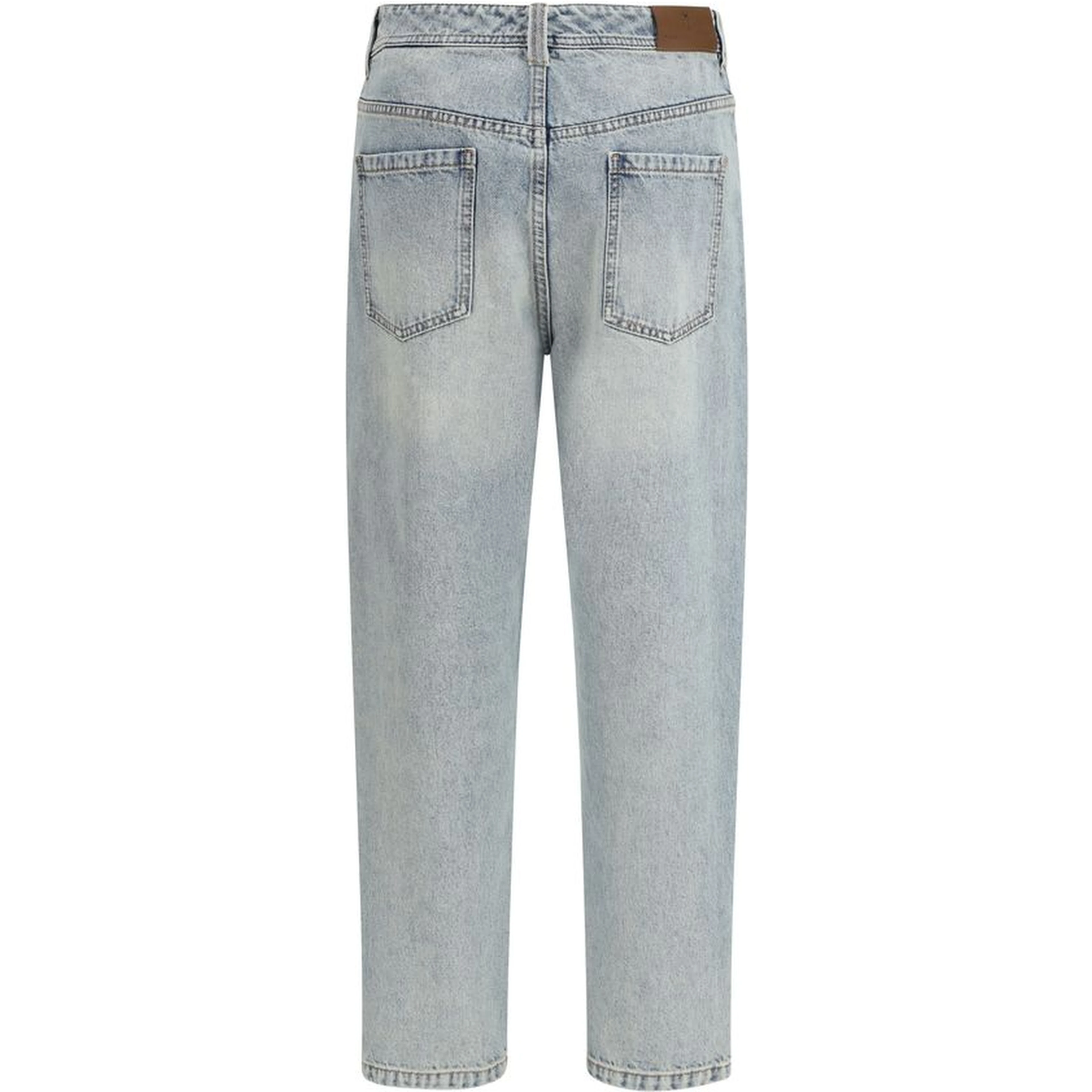Blue Cotton Straight-Leg Jeans