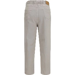 Brown Cotton Casual Pants