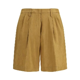 Beige Linen Bermuda Shorts