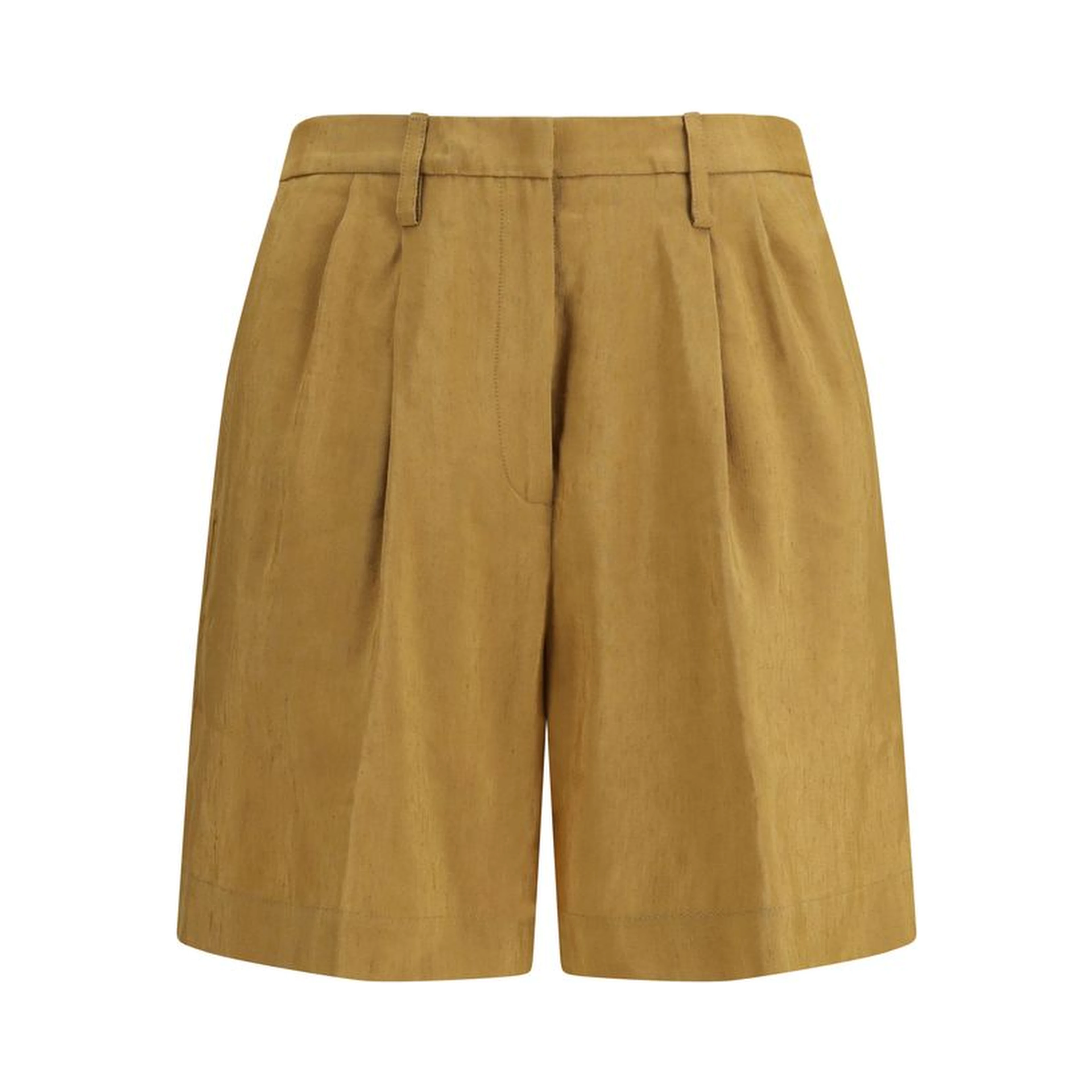 Beige Linen Bermuda Shorts