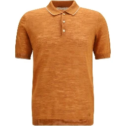 Orange Linen Polo Shirt