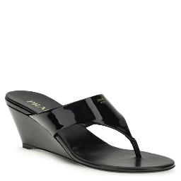 Black Calf Leather Bos Taurus Wedge Sandals