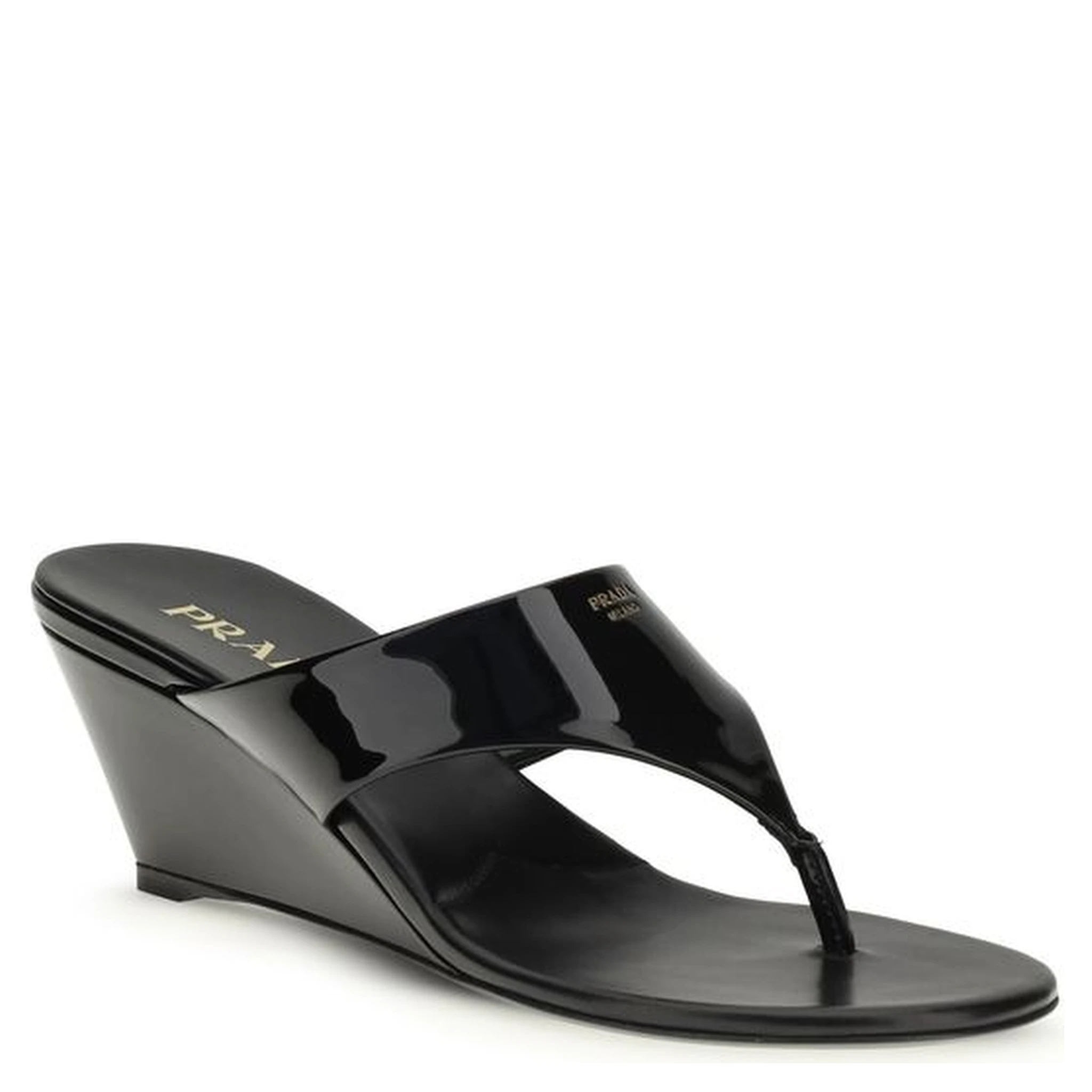 Black Calf Leather Bos Taurus Wedge Sandals
