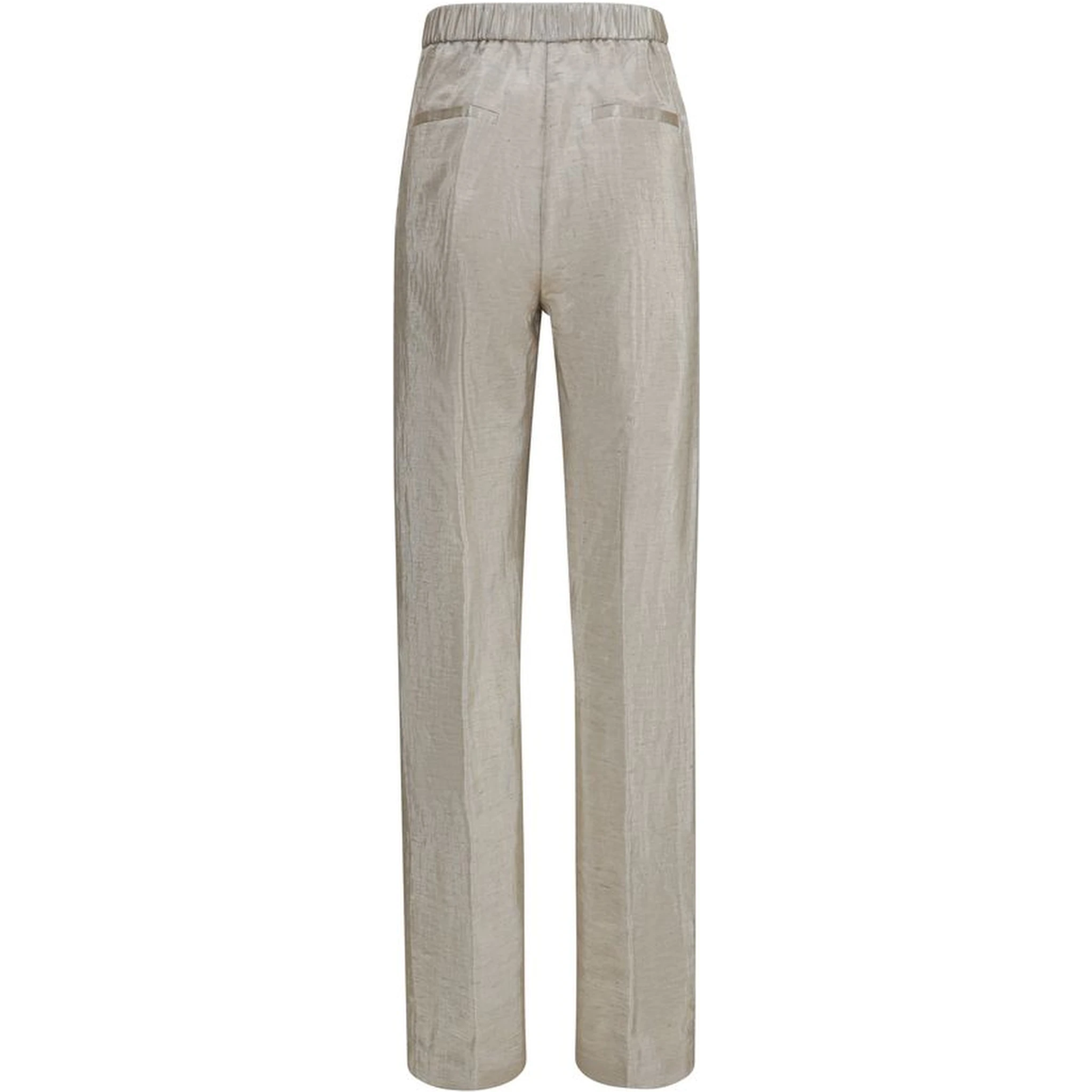 Silver Polyester Flared Pants