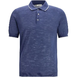 Blue Linen Polo Shirt