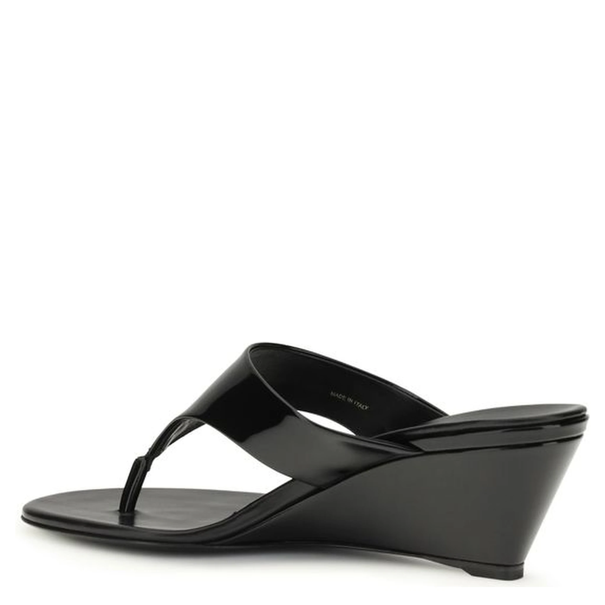 Black Calf Leather Bos Taurus Wedge Sandals